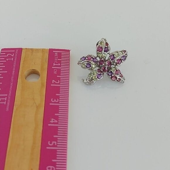 Natural Round Rhodolite Garnet 2.5mm & Peridot‎ 925 Sterling Silver Earrings - Picture 5 of 6